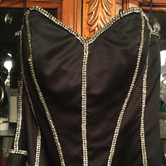 Black Evening Gown with Rhinestones - Picture 2 of 5